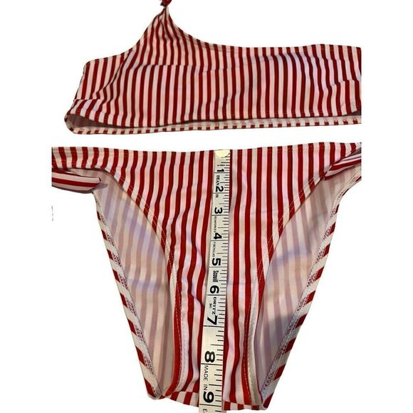 NWOT one-shoulder red and white striped bikini - L - Picture 5 of 7